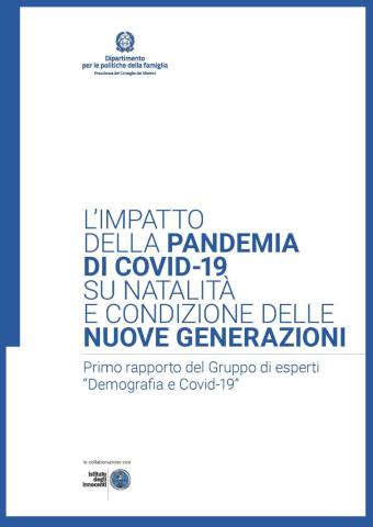 Cover del rapporto su Demografia e Covid-19 del gruppo di lavoro dell'Osservatorio infanzia e adolescenza