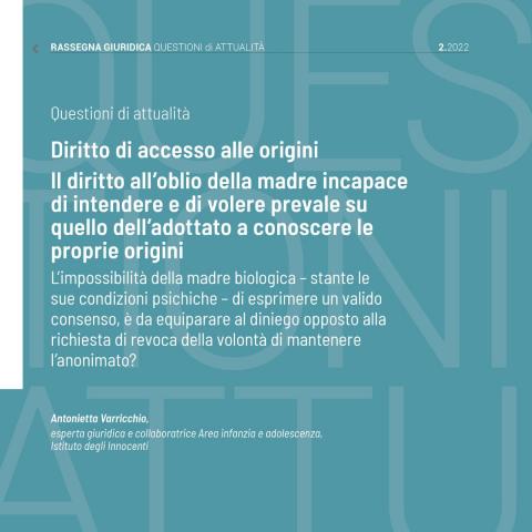 covere dell'approfondimento sul quesito giurisprudenziale sul Diritto di accesso alle origini