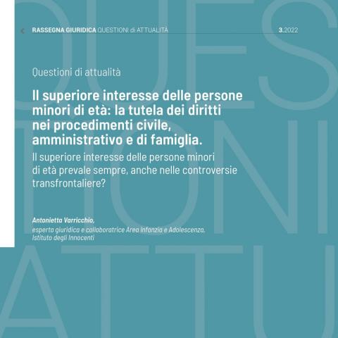 cover dell'approdondimento sul quesito giurisprudenziale sul superiore interesse delle persone minori di età 