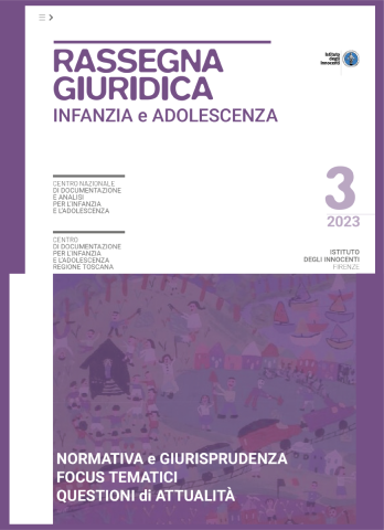 Cover rassegna giuridica infanzia e adolescenza 3/2023