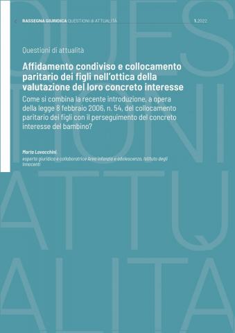 cover della Questione di attualità Affidamento condiviso e collocamento paritario dei figli