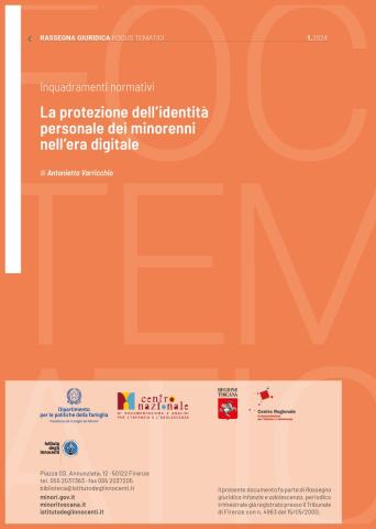 Cover dell'inquadramento normativo su La protezione dell’identità personale dei minorenni nell’era digitale