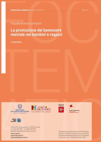 Cover dell'inquadramento normativo La promozione del benessere mentale nei bambini e ragazzi
