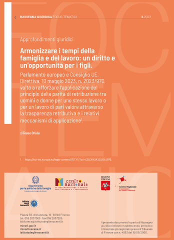 Cover Approfondimento giuridico sul tema dell'Armonizzazione dei tempi di famiglia e lavoro