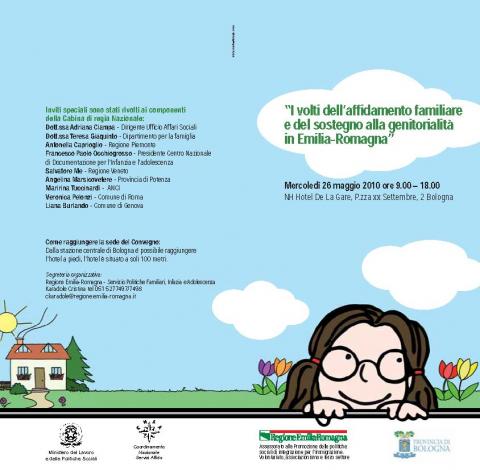 copertina del programma del seminario I volti dell’affidamento familiare e del sostegno alla genitorialità in Emilia-Romagna