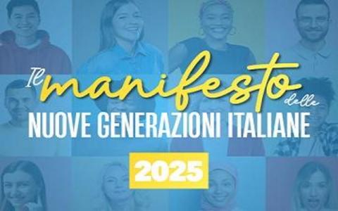 locandina della presentazione del Manifesto delle Nuove Generazioni Italiane 2025