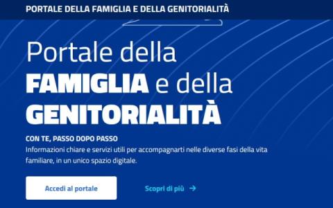 homepage del Portale della Famiglia e della Genitorialità