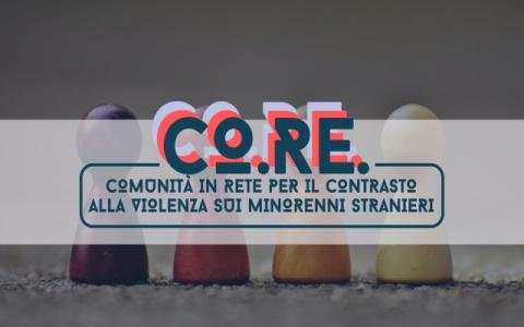 locandina del progetto Co.Re. Comunità in rete per il contrasto alla violenza sui minorenni stranieri