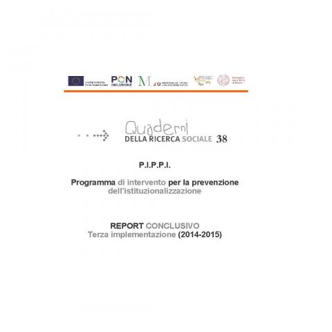 cover del nr 38 dei Quaderni della ricerca sociale in cui è pubblicato il Rapporto di valutazione 2014-2015 PIPPI 