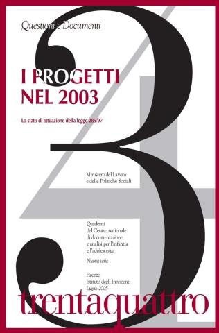 copertina del Quaderno 34 - Relazione sullo stato di attuazione della L. 285 anno 2003