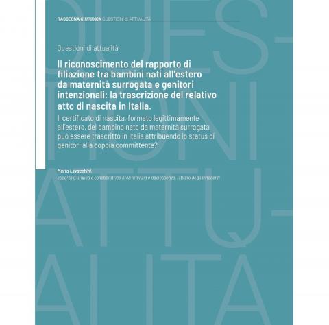 copertina dell'approfondimento giurisprudenziale sul Riconoscimento rapporto filiazione