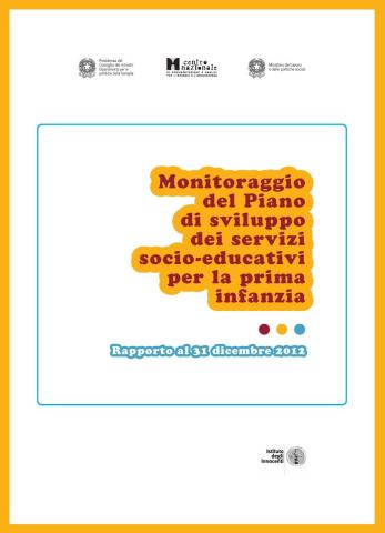 copertina del Rapporto di monitoraggio del Piano nidi al 31 dicembre 2012