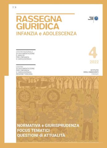 copertina del numero 4/2022 della Rassegna giuridica infanzia e adolescenza