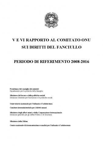 copertina del V e VI Rapporto all'ONU