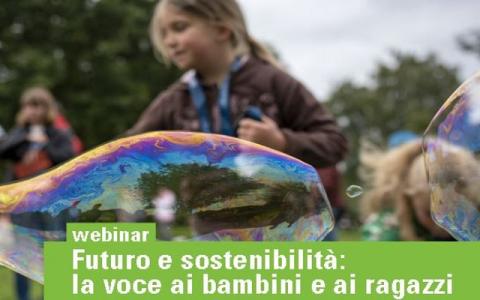 locandina del webinar Futuro e sostenibilità: la parola a bambini e ragazzi