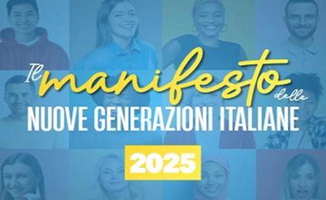 locandina della presentazione del Manifesto delle Nuove Generazioni Italiane 2025