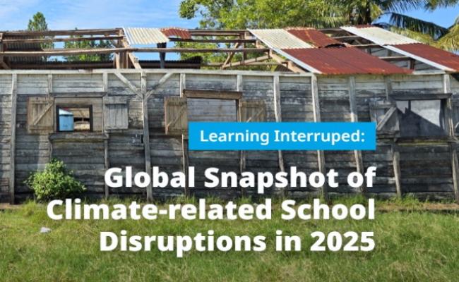 copertina del rapporto Learning Interrupted: Global Snapshot of Climate-Related School Disruptions in 2025