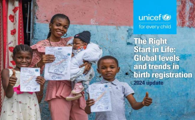 copertina del rapporto The Right Start in Life: Global levels and trends in birth registration. 2024 update