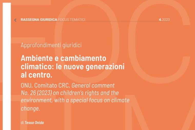 Cover approfondimento giuridico sul tema dell'Ambiente e del cambiamento climatico: le nuove generazioni al centro