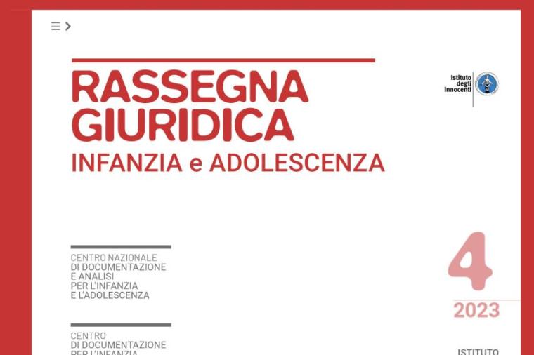 Cover rassegna giuridica infanzia e adolescenza 4/2023
