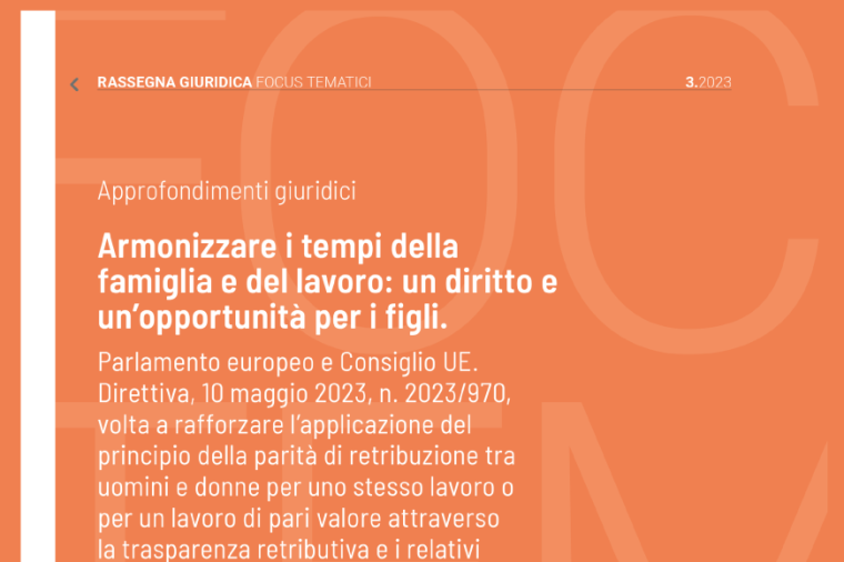 Cover Approfondimento giuridico sul tema dell'Armonizzazione dei tempi di famiglia e lavoro