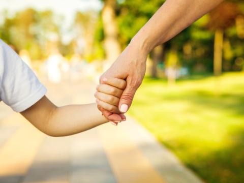 genitore che tiene per mano il figlio