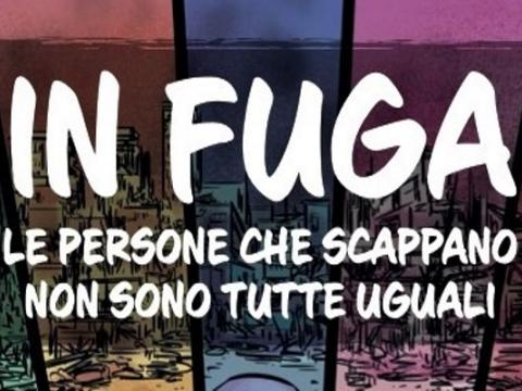 copertina della graphic novel In Fuga. Le persone che scappano non sono tutte uguali 