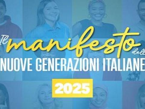locandina della presentazione del Manifesto delle Nuove Generazioni Italiane 2025