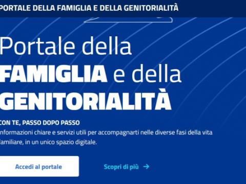 homepage del Portale della Famiglia e della Genitorialità