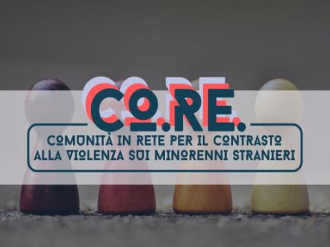 locandina del progetto Co.Re. Comunità in rete per il contrasto alla violenza sui minorenni stranieri